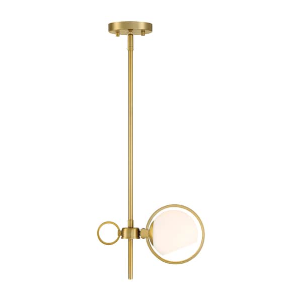 Designers Fountain Teatro 60 Watt 1 Light Brushed Gold Pendant with Etched Opal Glass Shade D296C-11P-BG - main